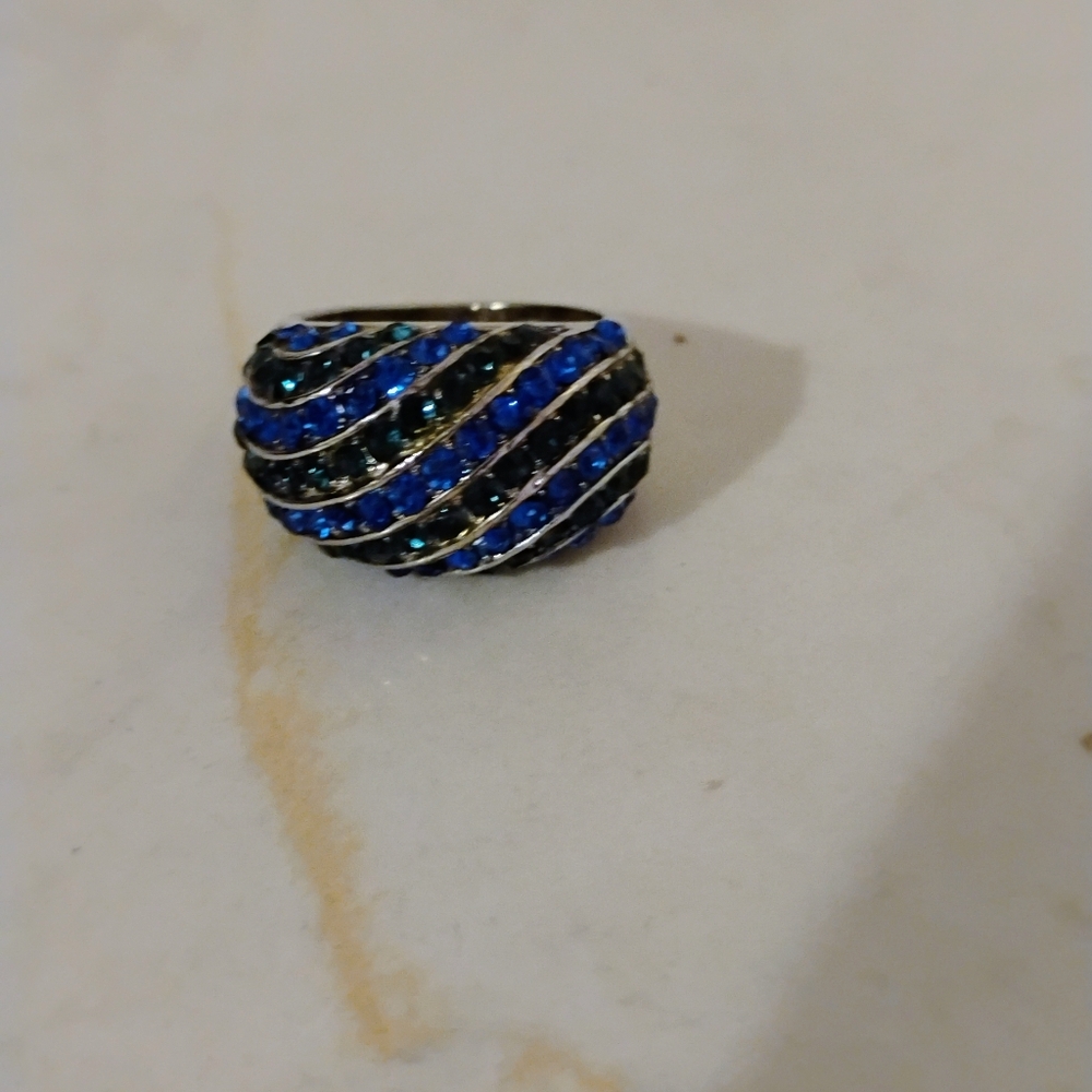 Blue and Black Striped Ring